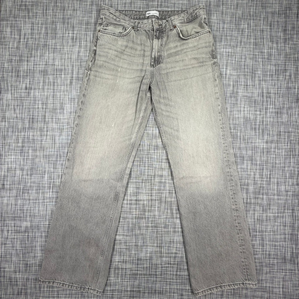 Zara Womens Jeans Gray Cotton High Rise Straight Leg Denim USA 10 EUR 42 MEX 32